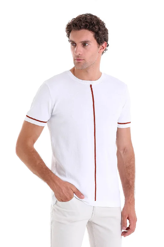 Relaxed Casuals Trendy Outerwear Slim Fit White Crew Neck T-Shirt