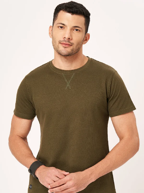 Effortless Gear Comfort Tops Solid Round Neck Half Sleeve T-shirt
