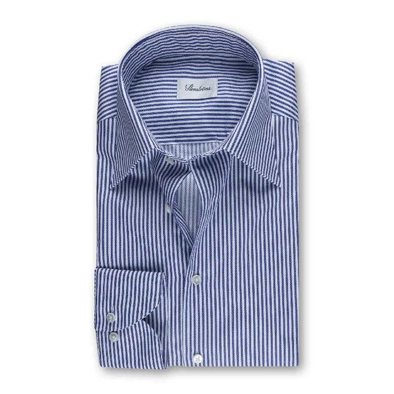 ID50299-Stenstroms White Navy Bengal Stripe