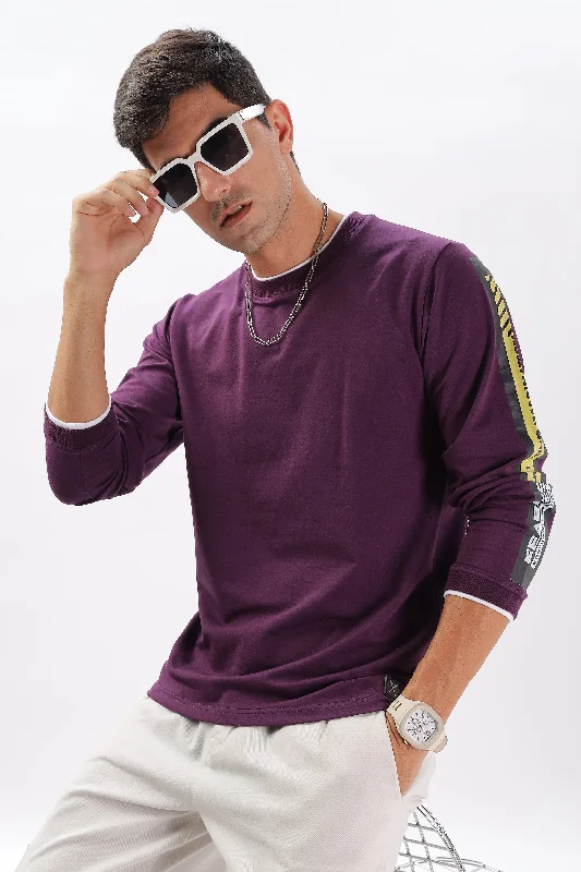 Stitch of Boldness Full Sleeve T-Shirt: Purple