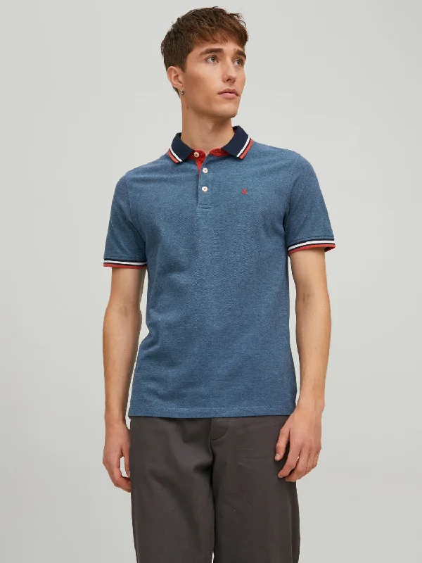 Smart Tops Active Gear Plain Spread Collar Polo in Denim Blue
