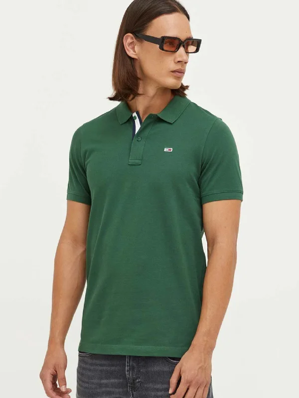 Modern Apparel Modern Jackets Signature Placket Slim Fit Polo in Green
