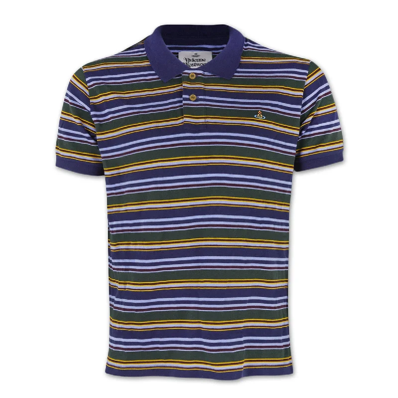 Vivienne Westwood - Striped Polo in Navy Green