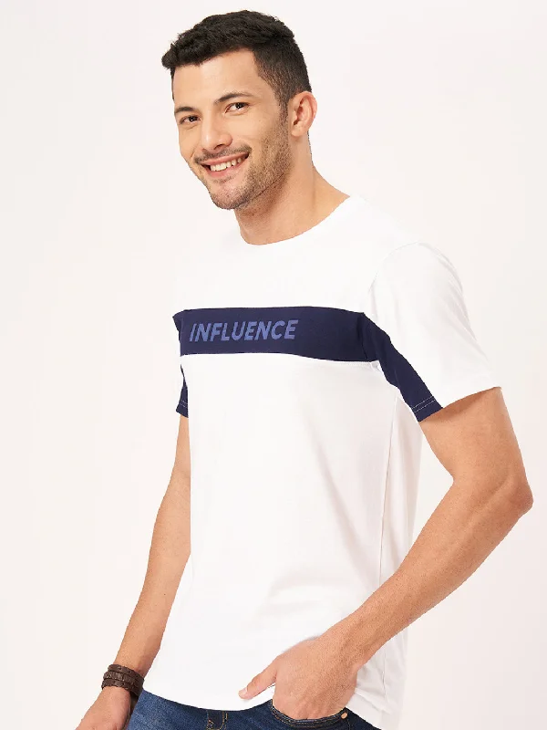 Outdoor Essentials Fashionable Hoodies White Printed Half Sleeve T-shirt