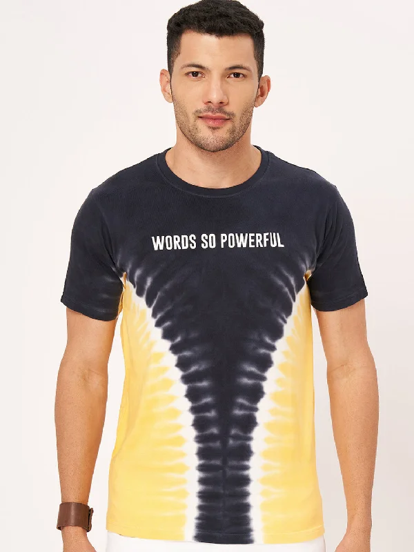 Versatile Outfits Fashion Hoodies Yellow Tie-Dye Half Sleeve T-shirt