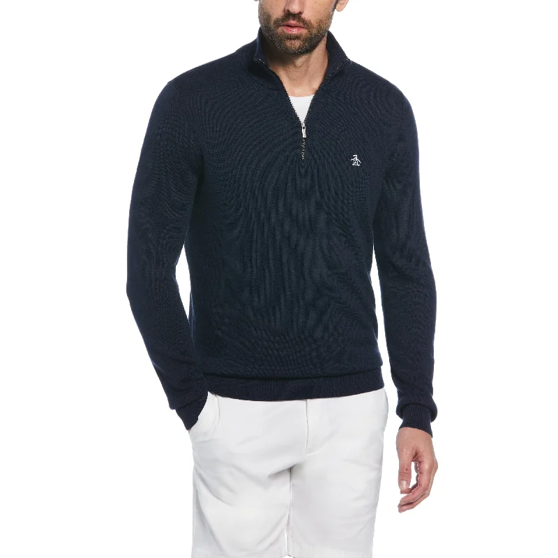 Effortless Comfort Casual Sneakers 1/4 Zip Cotton Jersey Sweater