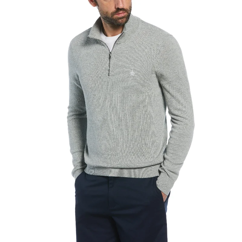 Soft Jackets Modern Jackets 1/4 Zip Cotton Jersey Sweater