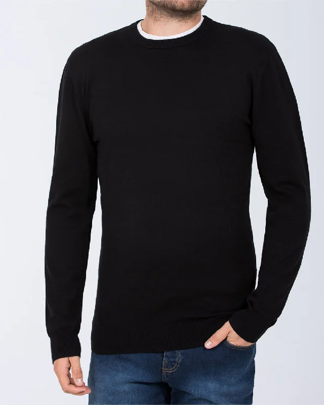 Urban Wear Comfortable Sweaters 2t Austin Tall Cotton Crew Neck Jumper (black)