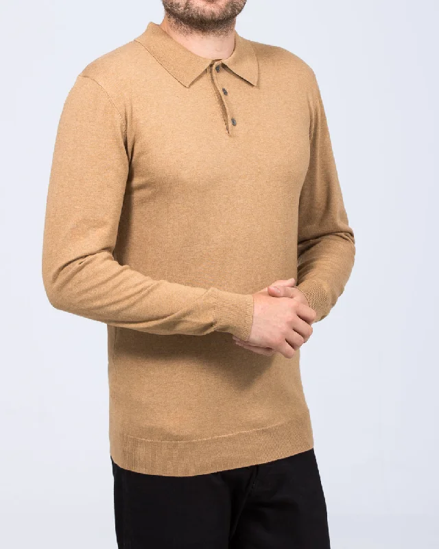Urban Style Urban Shirts 2t Luke Tall Merino Blend Polo Neck  Jumper (camel)