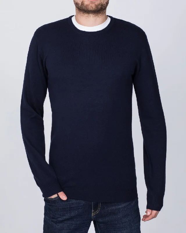 Casual Knitwear Relaxed Tops 2t Merino Crew Neck Tall Jumper (navy)