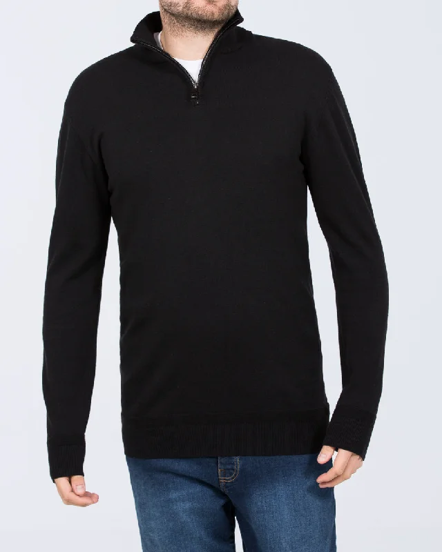 Comfy Suits Fashion Hoodies 2t Niall Cotton Quarter Zip Tall Jumper (black)