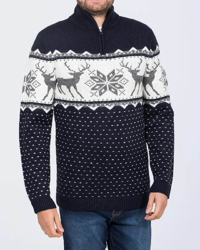 Comfy Hoodies Cool Shorts 2t Tall Reindeer Quarter Zip Christmas Jumper (navy)
