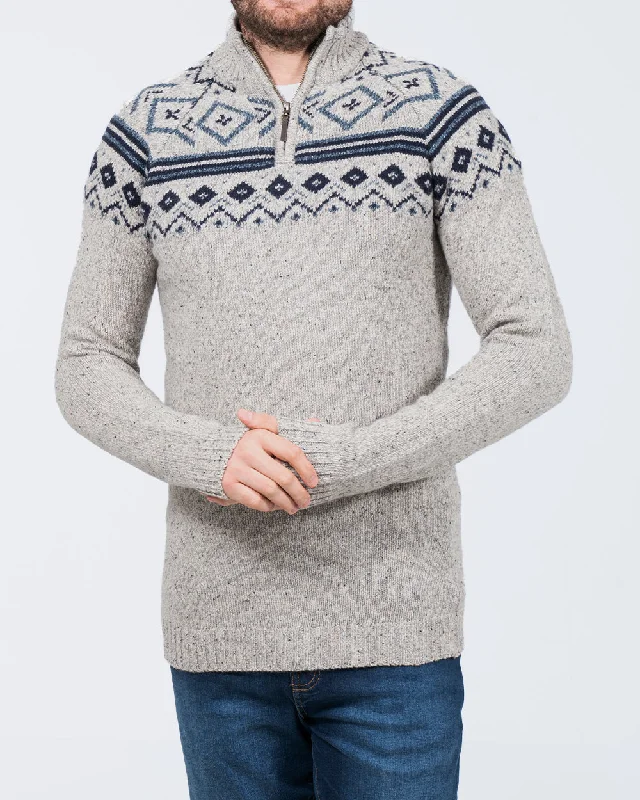 Cool Gear Stylish Casuals 2t Nordic Tall Quarter Zip Lambswool Jumper (silver)