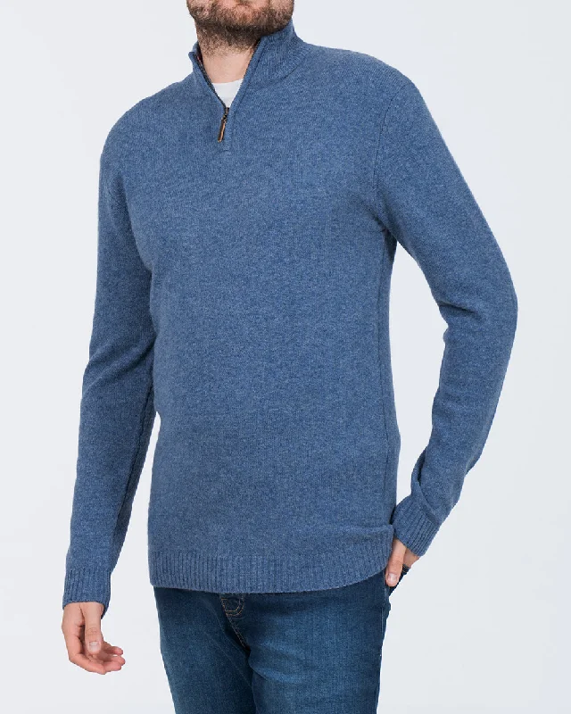 Casual Sneakers Premium Hoodies 2t Tall Lambswool Quarter Zip Jumper (sapphire)