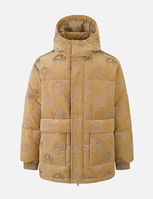 Lightwear Options Modern Jackets Allover EK Logo Velvet Relax Fit Down Jacket