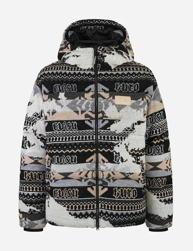 Active Comfort Casual Sneakers Allover Kamon Intarsia Oversized Down Jacket
