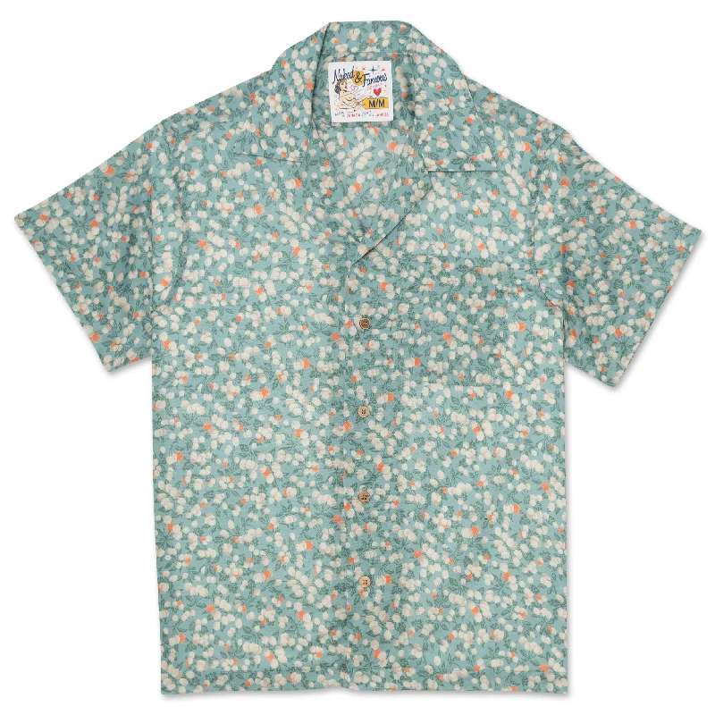 Weekend Wear Warm Hoodies Aloha Shirt - Fruit Print- Cyan