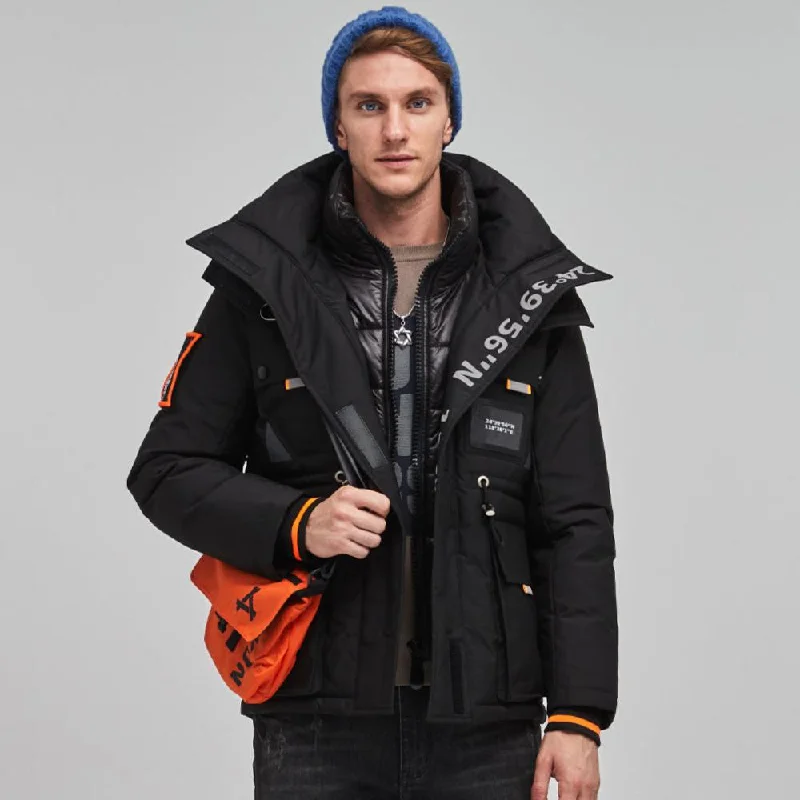 Urban Look Relaxed Footwear Men's Cyberpunk Style Down Jacket Tech Wear Black