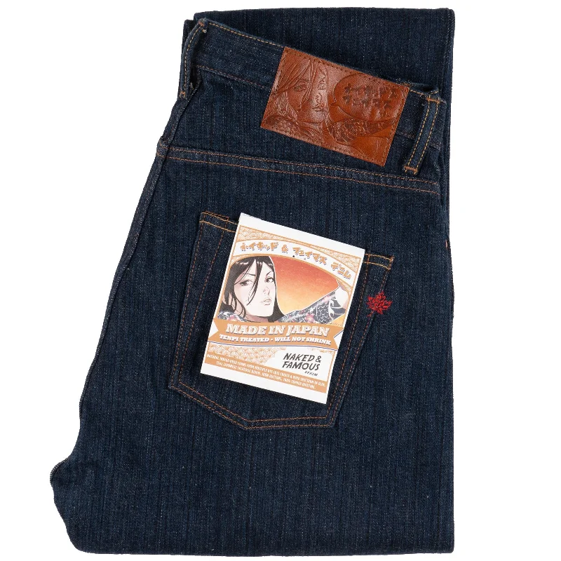 Flexible Styles Smart Jeans Easy Guy - MIJ9 - "Tennen Ai" Natural Indigo Slub Selvedge