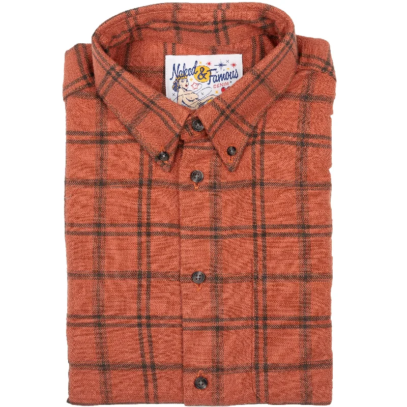 Simple Outfits Smart Tops Easy Shirt - Big Slub Check Flannel - Red