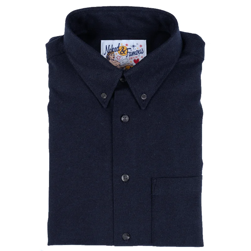 All-Purpose Wear Practical Jeans Easy Shirt - Solid Flannel - Navy