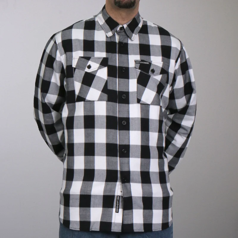 Relaxed Casuals Smart Jackets Hot Leathers FLM2004 Men's Black and White Long Sleeve Flannel Shirt Relaxed Casuals Smart Jackets Hot Leathers FLM2004 Men's Black and White Long Sleeve Flannel Shirt