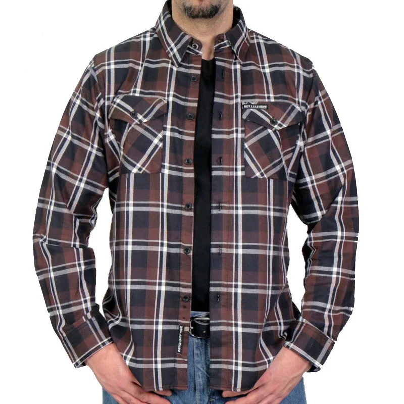 Functional Wear Comfortable Suits Hot Leathers FLM2008 Mens Brown Black and White Long Sleeve Flannel Shirt Functional Wear Comfortable Suits Hot Leathers FLM2008 Mens Brown Black and White Long Sleeve Flannel Shirt