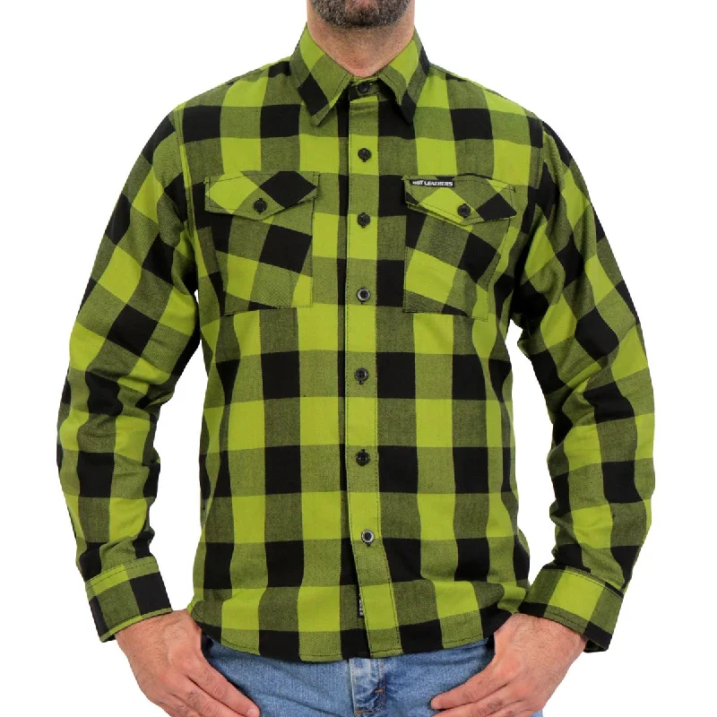 Premium Fit Sporty Sweatshirts Hot Leathers FLM2015 Men's Black and Light Green Long Sleeve Flannel Shirt Premium Fit Sporty Sweatshirts Hot Leathers FLM2015 Men's Black and Light Green Long Sleeve Flannel Shirt