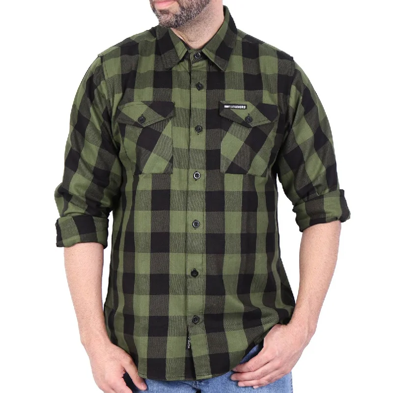 All-Weather Wear Premium Pants Hot Leathers FLM2027 Men's OD Green and Black Long Sleeve Flannel Shirt All-Weather Wear Premium Pants Hot Leathers FLM2027 Men's OD Green and Black Long Sleeve Flannel Shirt