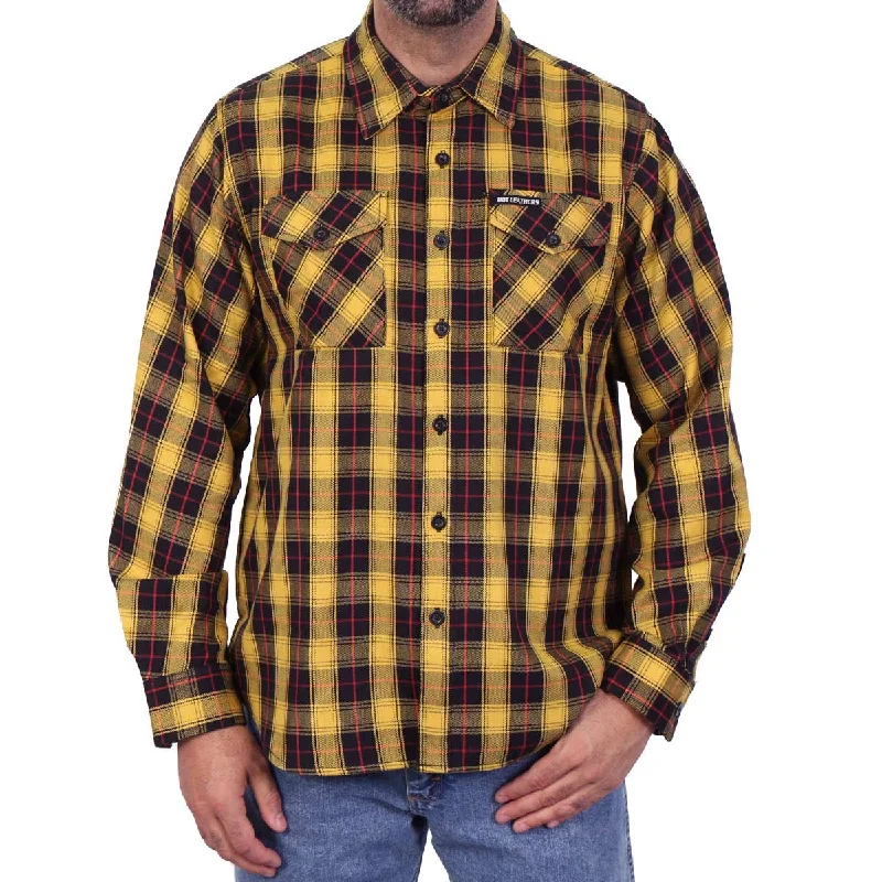 Everyday Comfort Active Tops Hot Leathers FLM2036 Men's Yellow Red and Black Long Sleeve Flannel Shirt Everyday Comfort Active Tops Hot Leathers FLM2036 Men's Yellow Red and Black Long Sleeve Flannel Shirt
