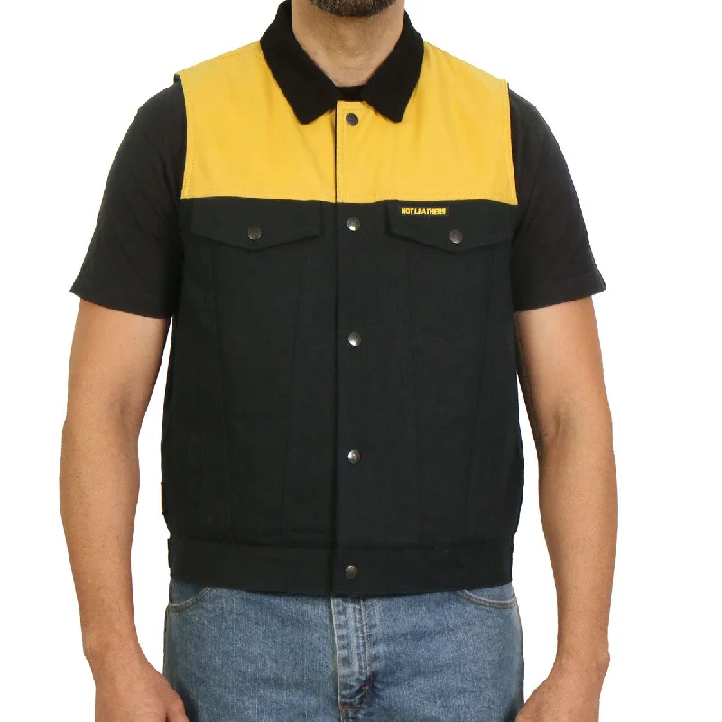 Everyday Comfort Bold Shirts Hot Leathers VSM6104 Men's '2-Tone' Leather and Denim Club Style Biker Vest