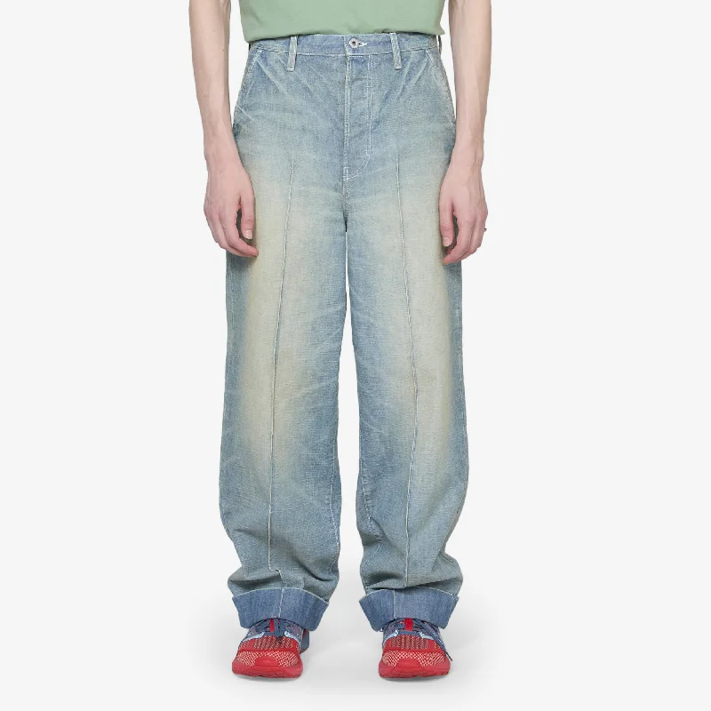 Relaxed Fits Basic Casuals Large Straight Fit Jeans Dirty Denim Stone Blue
