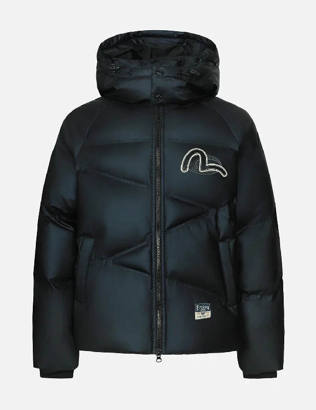 Stylish Looks Casual Jackets Logos and "Wheel of Wisdom" Embroidery Fashion Fit Down Jacket Stylish Looks Casual Jackets Logos and "Wheel of Wisdom" Embroidery Fashion Fit Down Jacket