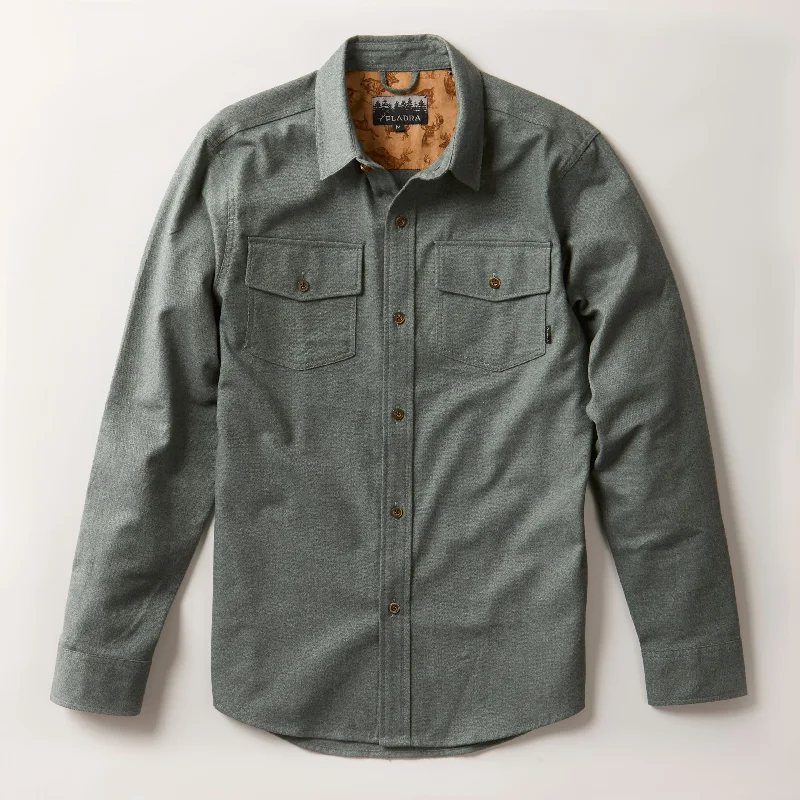 Cozy Looks Casual Shorts Men's Cascade Elite Flannel Shirt - Loden Green Heather