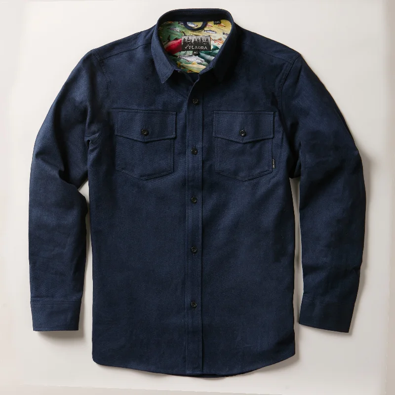 Classic Pieces Classic Suits Men's Cascade Elite Flannel Shirt - Navy Blue Heather