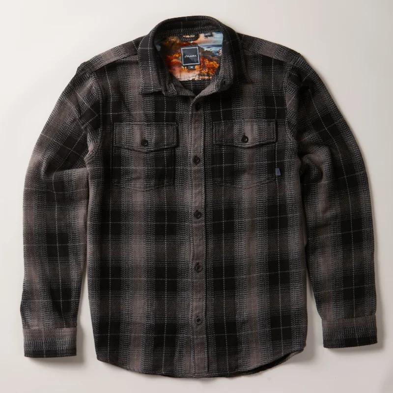 Relaxed Activewear Fashion Layers Men's Fireside Flannel - Cast Iron Black