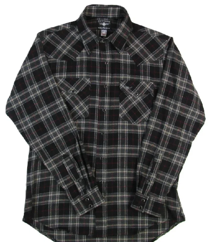 Athletic Gear Cool Outerwear Men's Flannel Western Shirt - Midnight Black Plaid