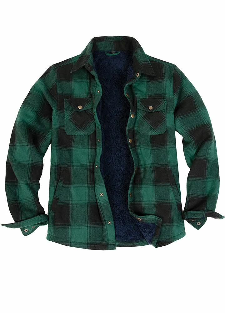 All-Season Outfits Casual Styles Men's Matching Family Snap Front Green Plaid Shacket All-Season Outfits Casual Styles Men's Matching Family Snap Front Green Plaid Shacket