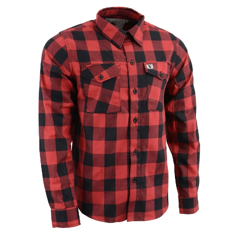 Relaxed Looks Urban Accessories Milwaukee Leather Men's Flannel Plaid Shirt Black and Red Long Sleeve Cotton Button Down Shirt MNG11631 Relaxed Looks Urban Accessories Milwaukee Leather Men's Flannel Plaid Shirt Black and Red Long Sleeve Cotton Button Down Shirt MNG11631