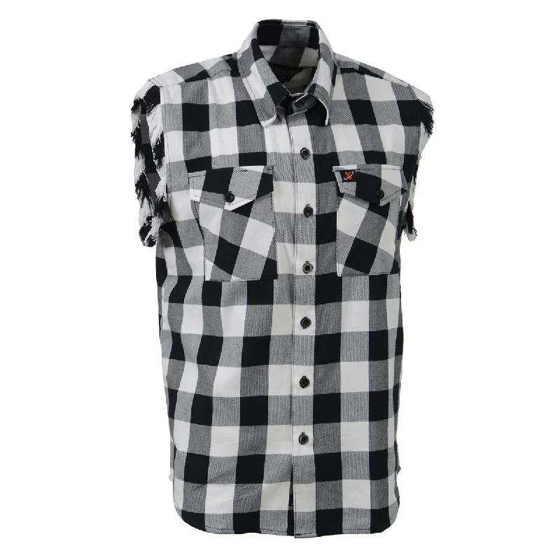 Basic Fashion Trendy Layers Milwaukee Leather MNG11690 Men’s Classic Black and White Button-Down Flannel Cut Off Frayed Sleeveless Casual Shirt Basic Fashion Trendy Layers Milwaukee Leather MNG11690 Men’s Classic Black and White Button-Down Flannel Cut Off Frayed Sleeveless Casual Shirt
