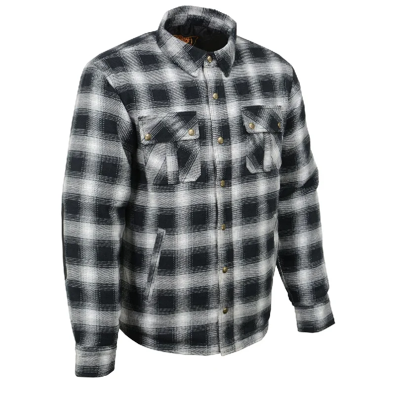 Lightwear Options Practical Jackets Milwaukee Leather MPM1638 Men's Black and White Checkered Flannel Motorcycle Riding Shirt