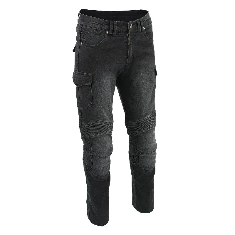 Comfortable Wearables Urban Pants Milwaukee Leather MDM5011 Men's Black Knee Flex Armored Straight Cut Motorcycle Denim Jeans Reinforced with Aramid Fibers