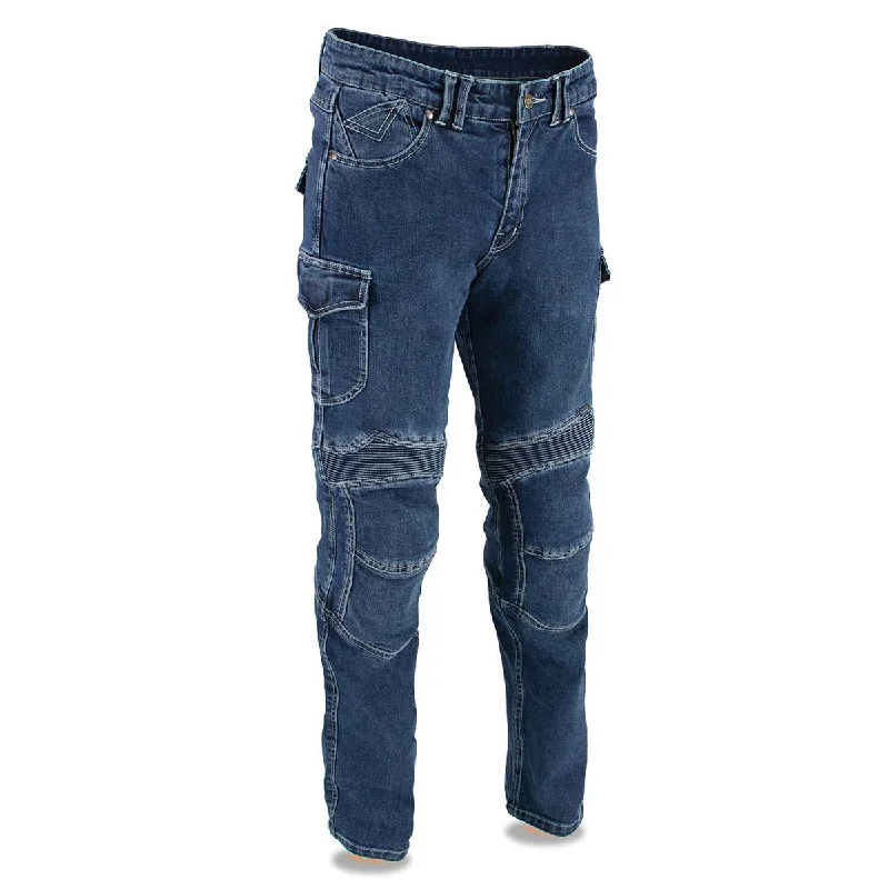 Timeless Style Warm Sweaters Milwaukee Leather MDM5013 Men's Blue Knee Flex Armored Straight Cut Motorcycle Denim Jeans Reinforced with Aramid Fibers