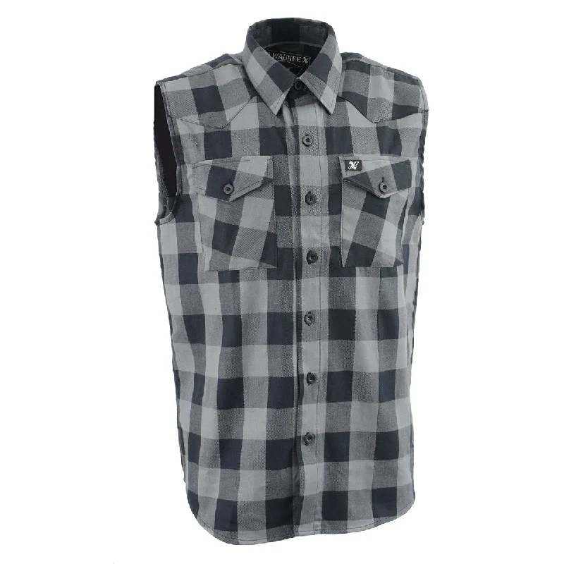 Outdoor Clothing Stylish Shirts Milwaukee Leather MPM1648 Men’s Classic Black and Grey Button-Down Flannel Cut Off Sleeveless Casual Shirt Outdoor Clothing Stylish Shirts Milwaukee Leather MPM1648 Men’s Classic Black and Grey Button-Down Flannel Cut Off Sleeveless Casual Shirt