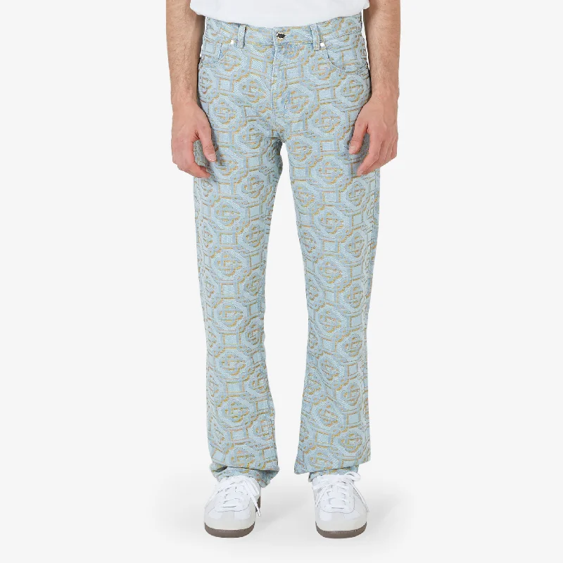 Relaxed Casuals Casual Tops Monogram Straight Leg Jeans Blue