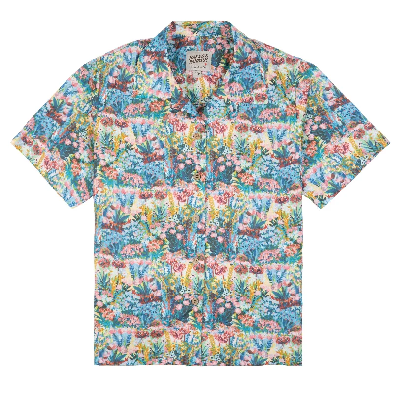 Everyday Comfort Wear Comfy Shirts Camp Collar Shirt - Flower Painting - Multi Color