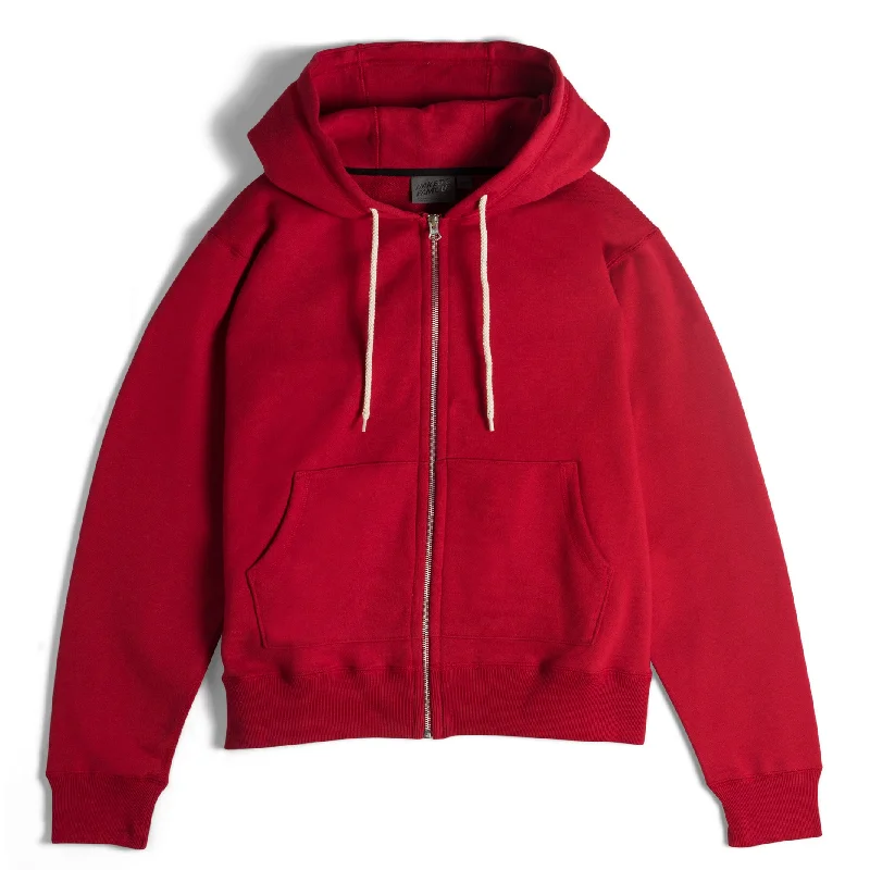 Relaxed Looks Fashionable Hoodies Zip Hoodie - Heavyweight Terry - Red