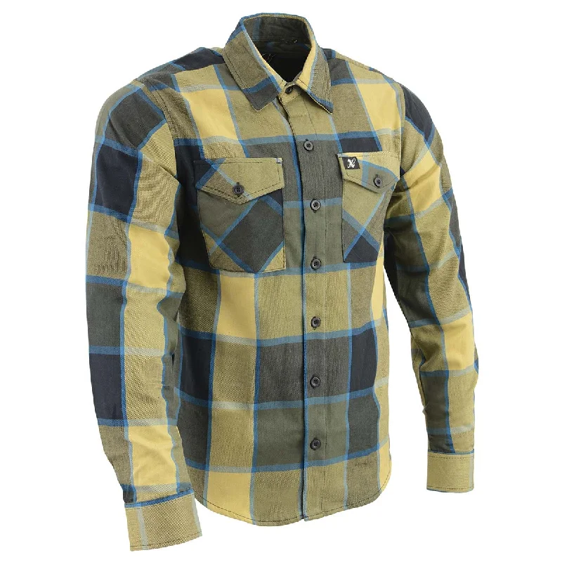Urban Look Casual Suits Milwaukee Leather Men's Flannel Plaid Shirt Beige with Black and Blue Long Sleeve Cotton Button Down Shirt MNG11639 Urban Look Casual Suits Milwaukee Leather Men's Flannel Plaid Shirt Beige with Black and Blue Long Sleeve Cotton Button Down Shirt MNG11639