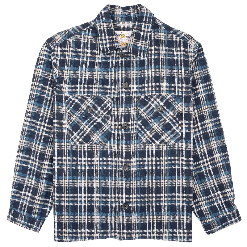 Sporty Wardrobe Sporty Accessories Over Shirt - Triple Yarn Twill Check Brush - Navy