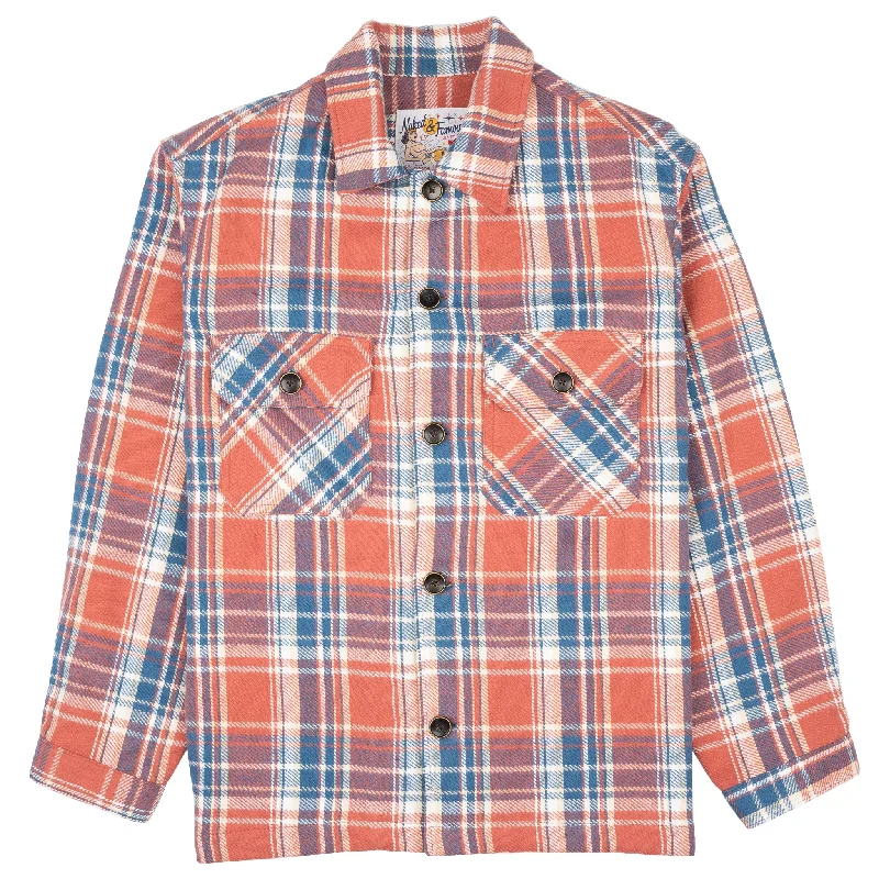 Effortless Comfort Comfortable Sweaters Over Shirt - Triple Yarn Twill Check Brush - Red